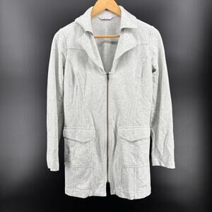 Cabi 210 Heather Gray Foldover Collar Jacket Full Zip Cotton Size Medium Coastal